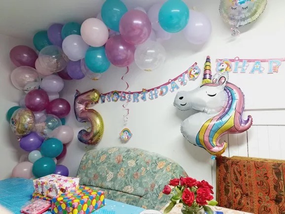 Narozeniny 8 let motiv jednorožec sada 6 ks nafukovacích balónků (F320)